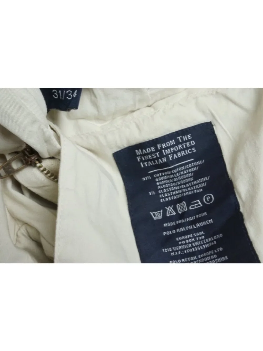 Polo by Ralph Lauren Cotton Blend Beige Chino Pants Sz 31/34 BRAND NEW